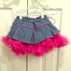 Denim and tulle skirt